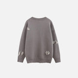 Ripped Knitted Letters Sweater