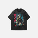 Front view of the black Streetwear Anime T-shirt in gray background