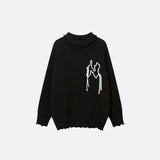 Oversized Stitched Letter Sweater
