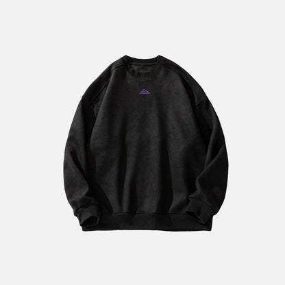 Front view of the black Y2K Peak Drift Sweatshirt in a gray background