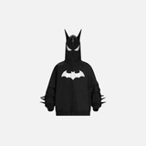 Y2K Oversized Embroidered Zip-Up Bat Man Hoodie