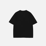 Back view of the black Heartful Thoughts T-shirt in a gray background