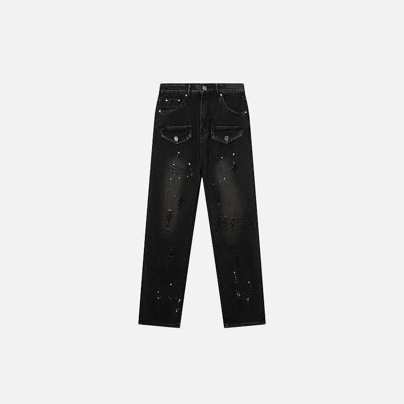Ripped Ink Splashed Denim Jeans
