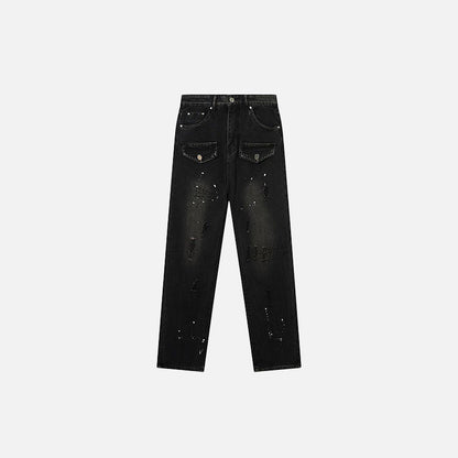 Ripped Ink Splashed Denim Jeans