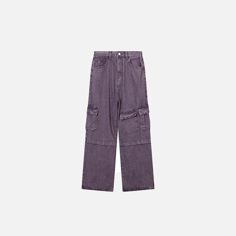 Purple Multi-pocket Denim Jeans