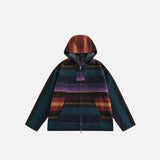 Retro Hit Color Striped Hoodie