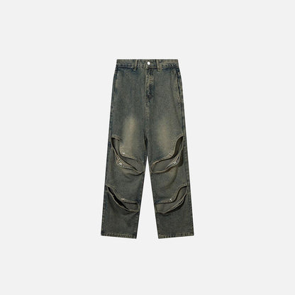 Front view of the Y2K High Street Denim Baggy Pants in a gray background 