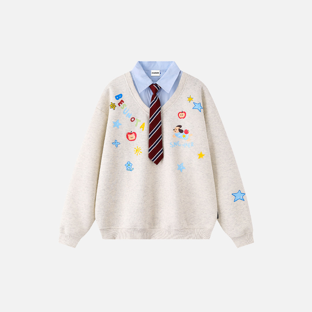 Stylish Vintage Detachable Collar Casual Sweater