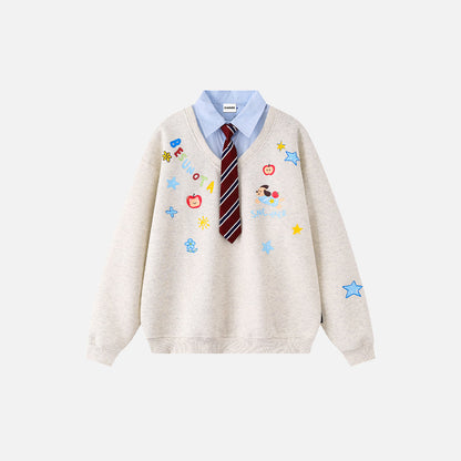 Stylish Vintage Detachable Collar Casual Sweater