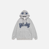 Retro Embroidery Denim Star Hoodie