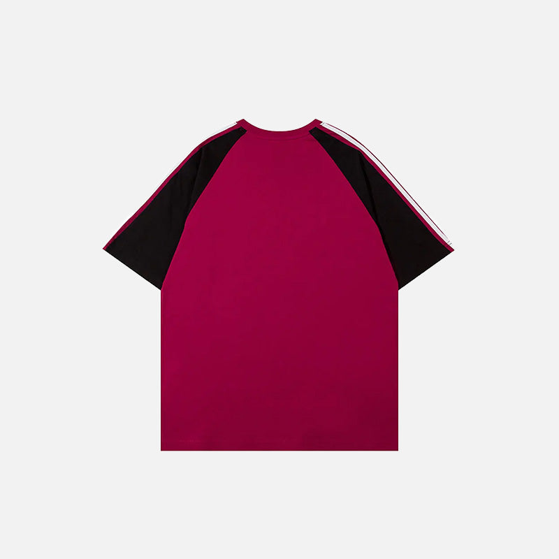 Back view of the red Contrast Color Signals Sports T-shirt in a gray background