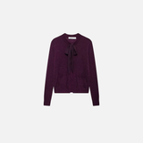 Purple Knitted Lace-Up Cardigans with Bowknot