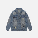 Retro Spider Web Denim Jacket