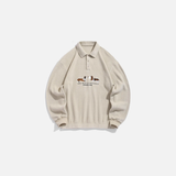 Colorblock Geometric Print Quarter Zip Sweatshirt