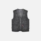 Fishing Style V-Neck Multi-Pocket Denim Vest