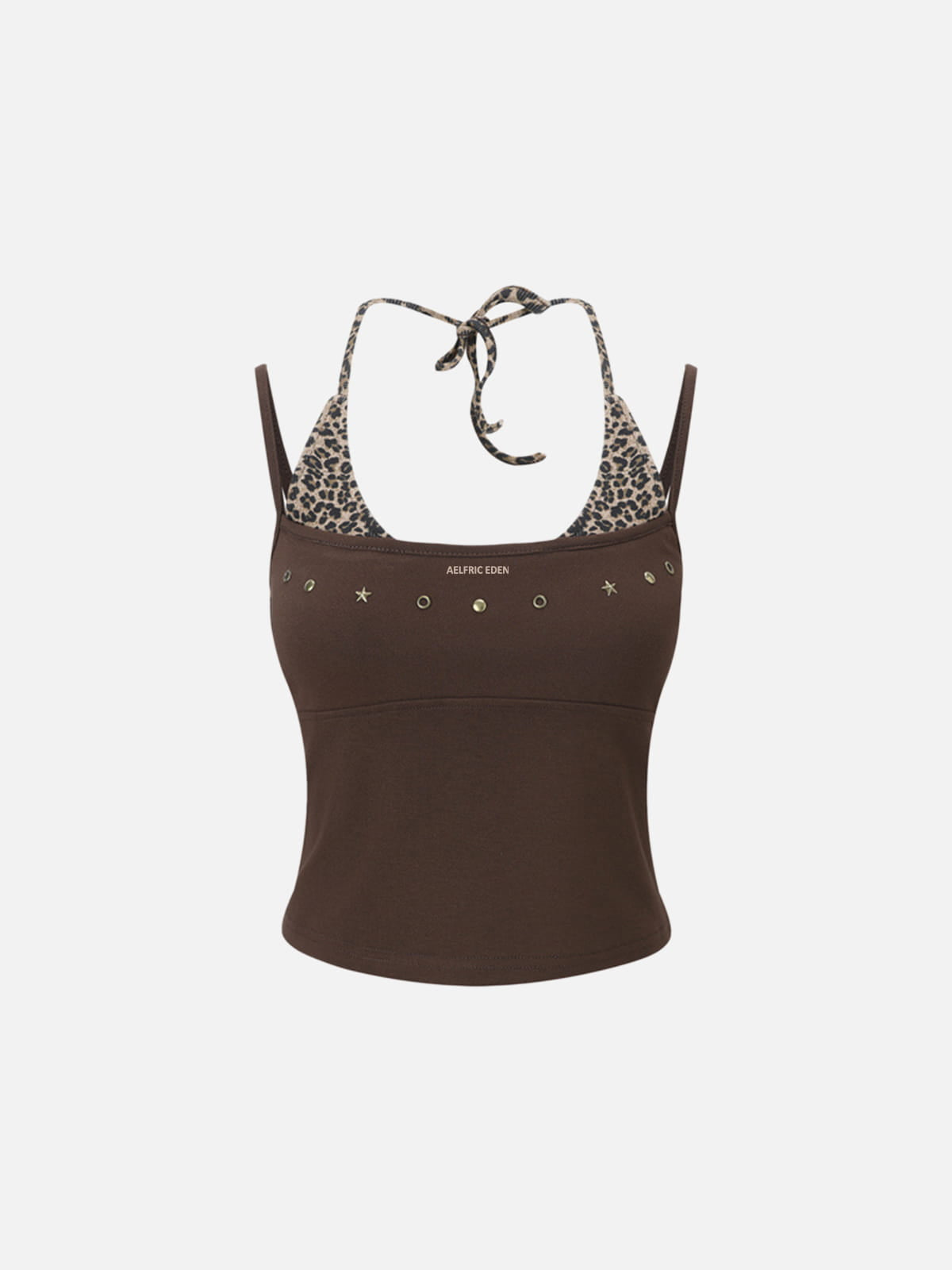 Leopard Halter Studded Cami Top