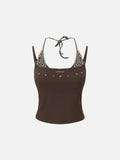 Leopard Halter Studded Cami Top