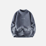 Front view of the dark gray Winter Fluffy Fleece Sweater in a gray background