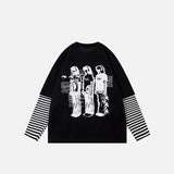 Sleeve Striped Patchwork Sweatshirt
