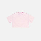 Front view of the pink Casual Washed Women's T-shirt in a gray background