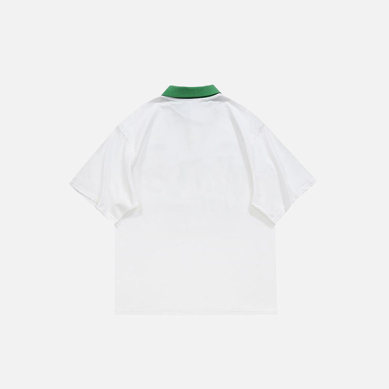 Back view of the white "Street Memort" Printed T-Shirt in a gray background