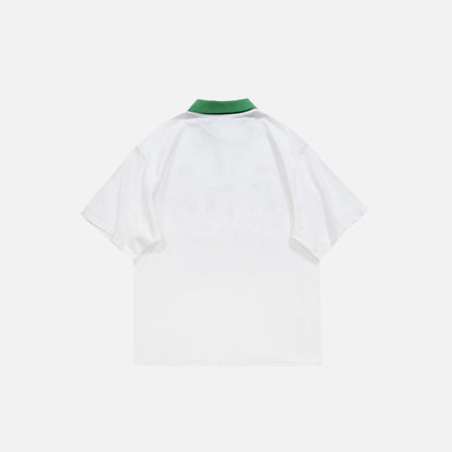 Back view of the white "Street Memort" Printed T-Shirt in a gray background
