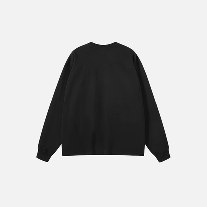 Blurred Letters Graphic Black Long Sleeve T-Shirt