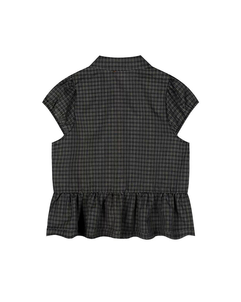 Plaid Peplum Short Sleeve Shirt