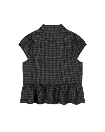Plaid Peplum Short Sleeve Shirt