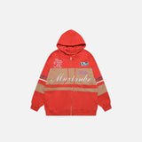 Retro Color Contrast Zip-up Hoodie