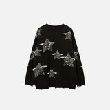 Hole Fringed Star Sweater