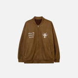 Cross Print Varsity Jacket