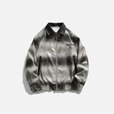Gradient Turn-down Collar Leather Jacket