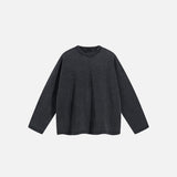 Front view of the black Classic Casual Long Sleeve T-shirt in a gray background