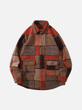 Color Block Retro Patchwork Shirt