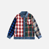 Vintage Plaid Loose Denim Jacket