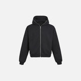 Front view of the black Chic Streetwear Hoodie in a gray background