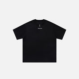 Front view of the black Zipper Loose Oversized T-shirt in a gray background 