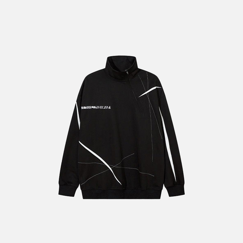 Scratched Half Zip-up Sweatshirt