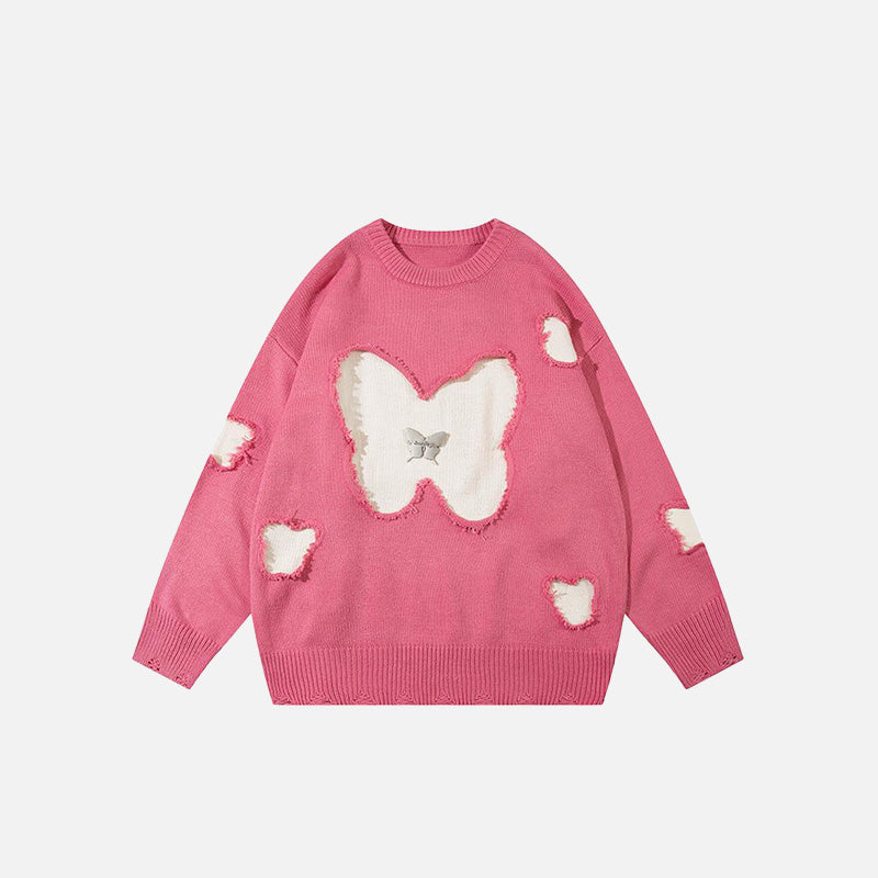 Butterfly Embroidery Loose Sweater