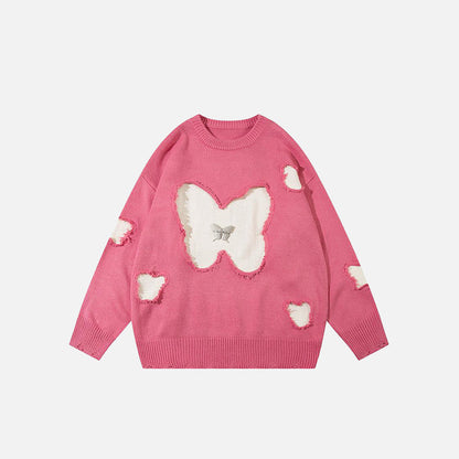 Butterfly Embroidery Loose Sweater