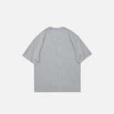 Back view of the gray Oversized Loose T-Shirt in a gray background 