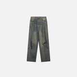 Front view of the Y2K Vintage High Street Denim Pants in a gray background