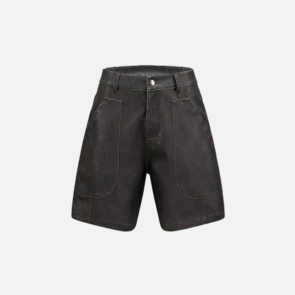Big Pocket Patchwork Vintage Loose Shorts