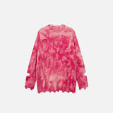 Knitted Tie-dye Holes Distressed Sweater
