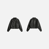 Vintage Chic Cropped Soft PU Leather Jacket