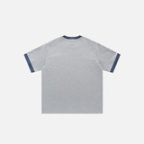 Back view of the gray white Loose Letter Print Oversized T-shirt in a gray background 