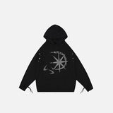 Rhinestone Graphic Print Hoodie