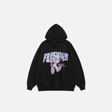 Cartoon Dog Letter Print Loose Hoodie