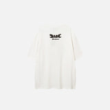 Back view of the white Blurring Shadow Print T-shirt in a gray background